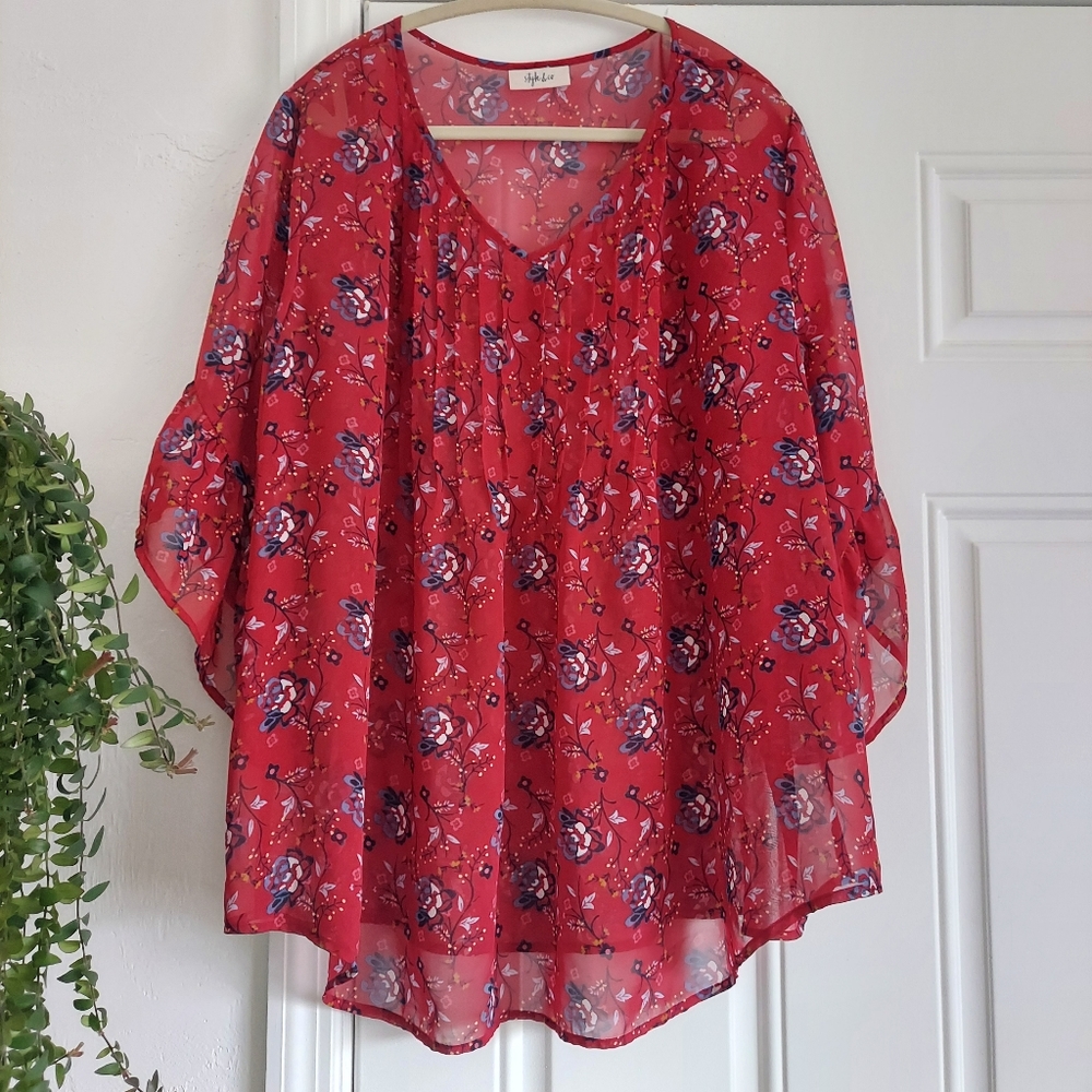 Style & Co Festive Sheer Top